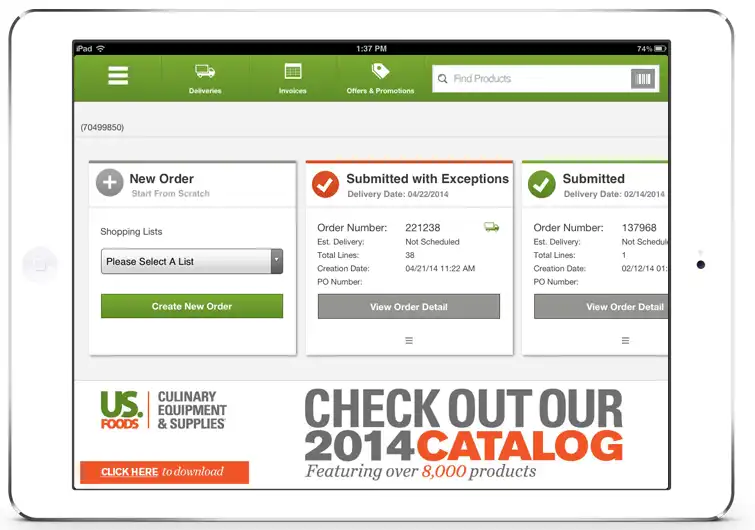 US Foods' inventory app.
