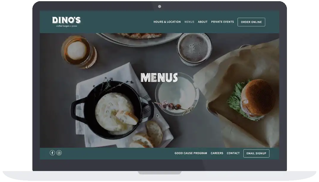 Dino's text-based menus on their website