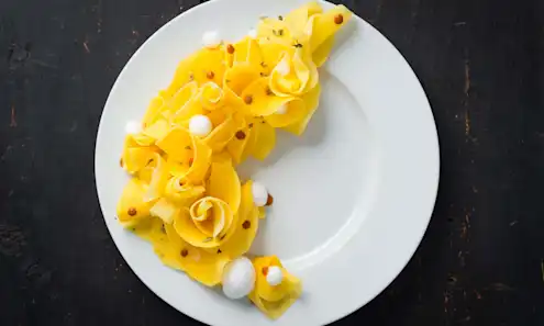 A plate of food on a table