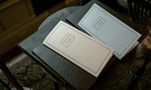 a stack of flyers on a table