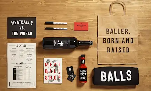 branded items wooden table