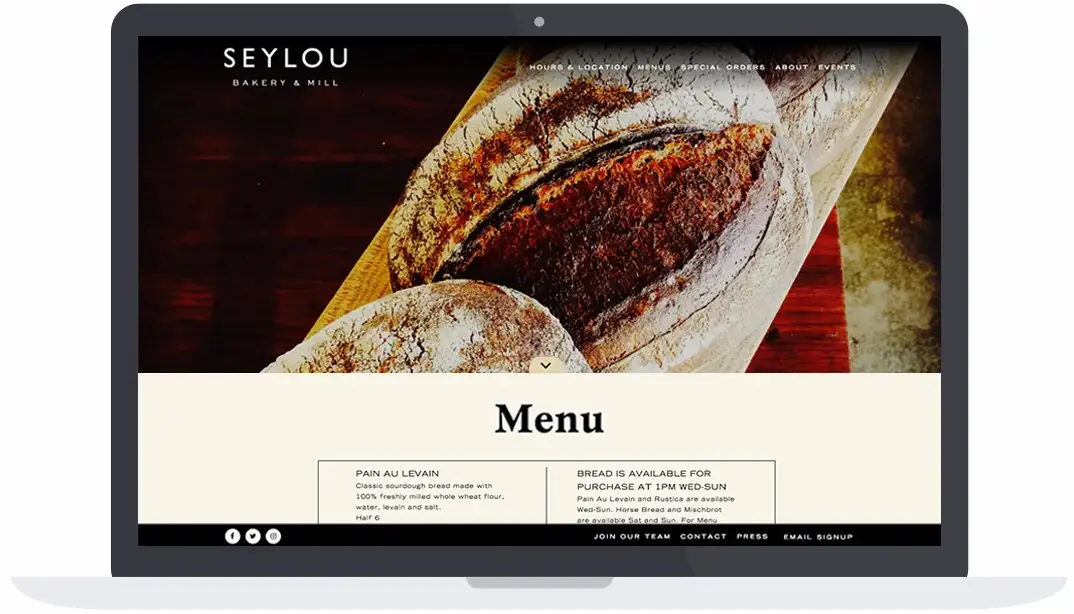 a screenshot of menu page