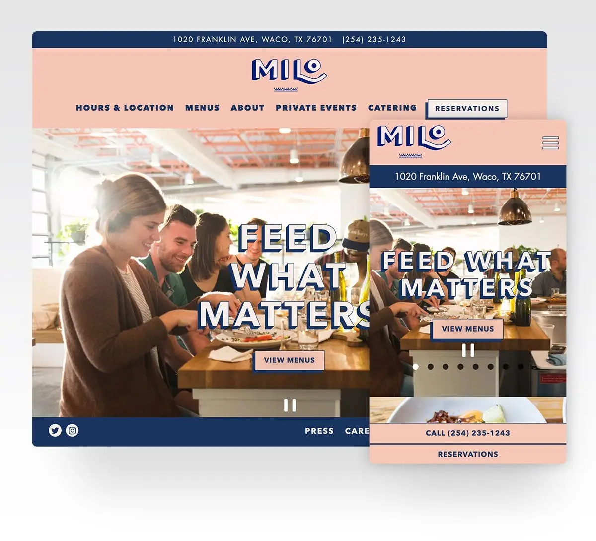 Screenshot of Milo's website