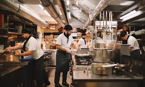 Restaurant workers in the kitchen