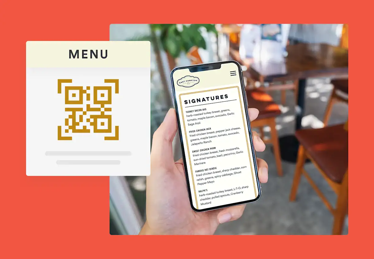 a screen shot of a smart phone and a QR code