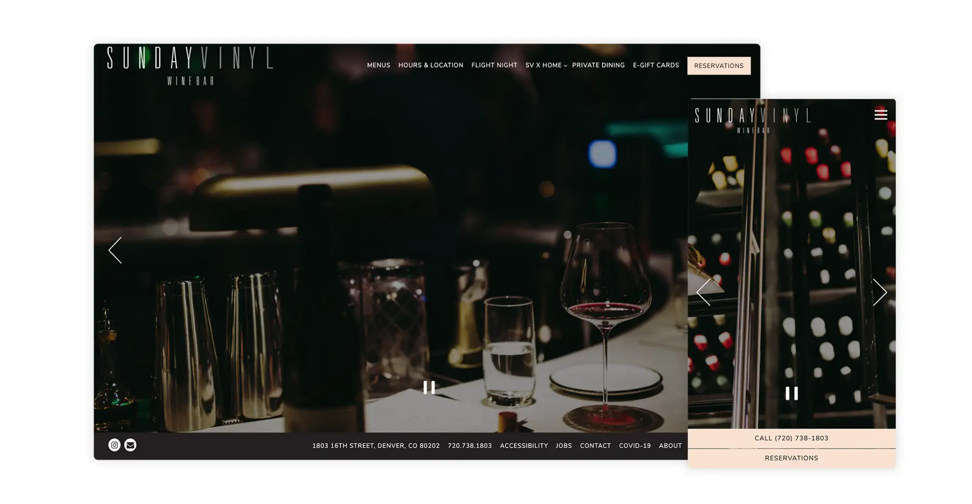 Example of a bar website