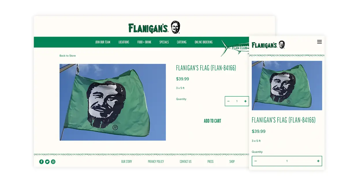 The website for Flanigan's