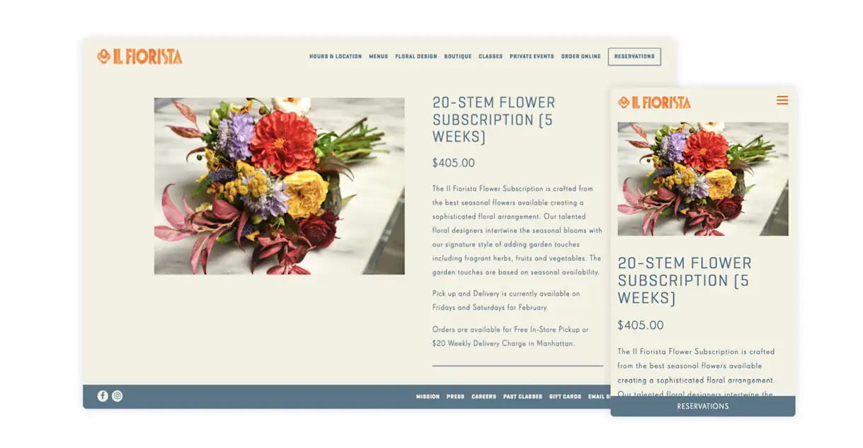example of a restaurant website