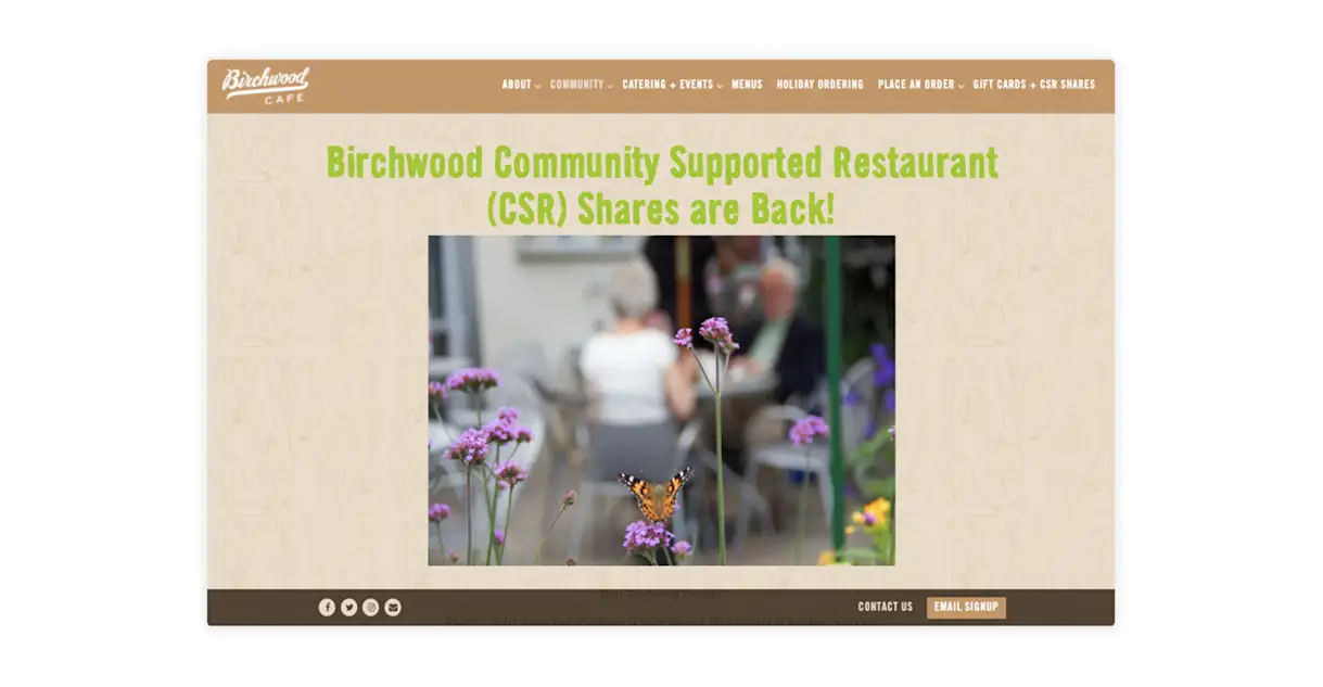 An example of a restaurant website