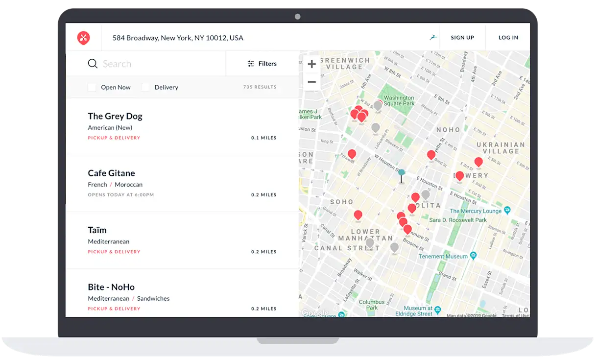 a screenshot of the online marketplace for ChowNow