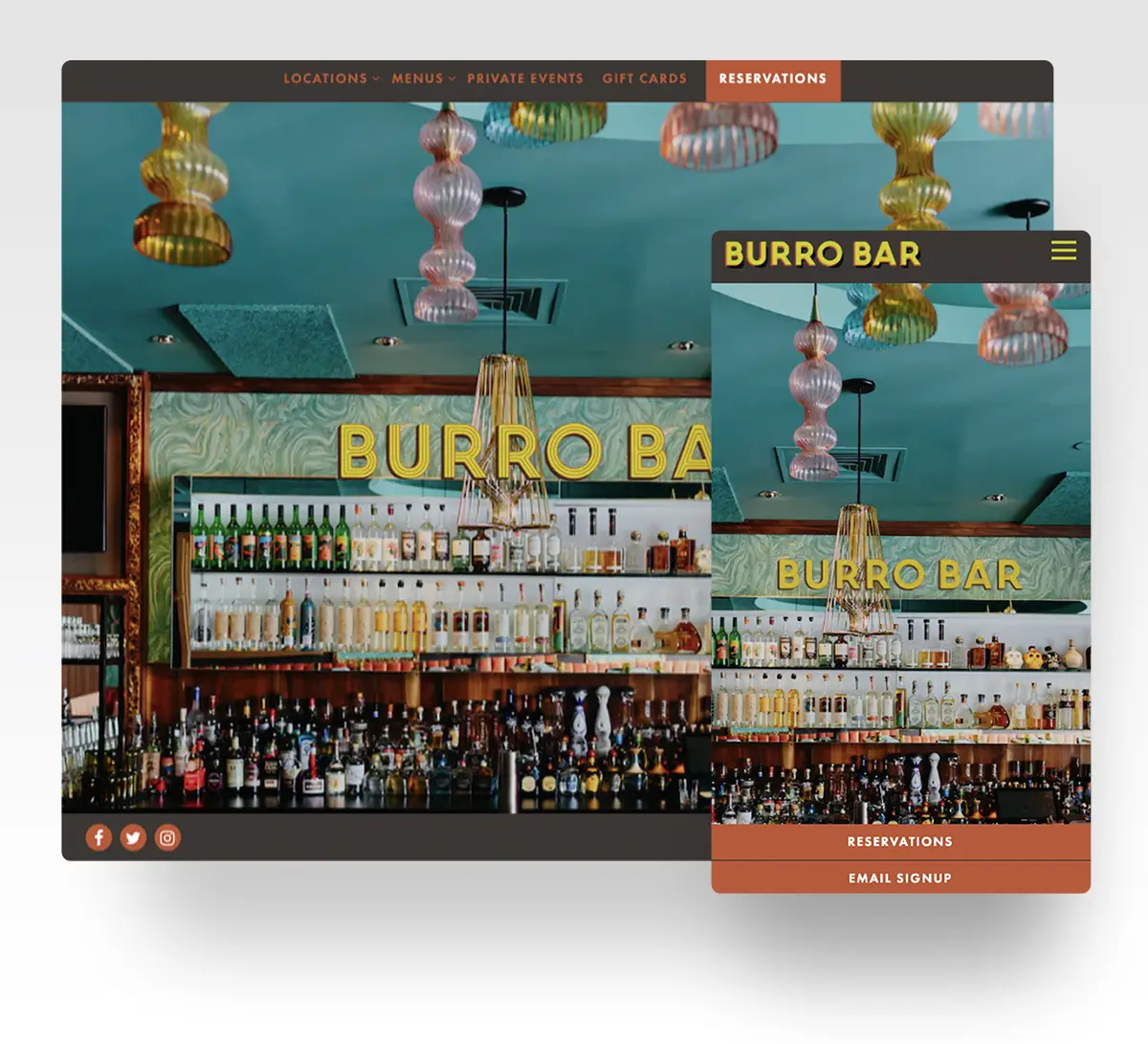 a screenshot of a restaurant website
