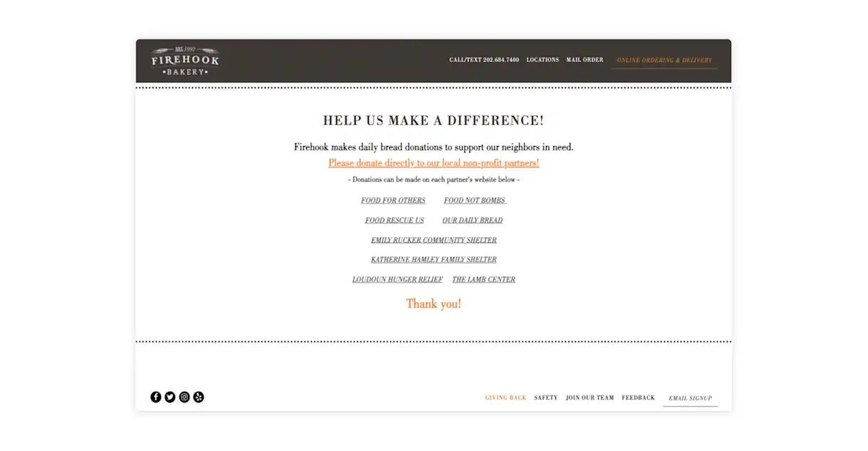 An example of a restaurant website