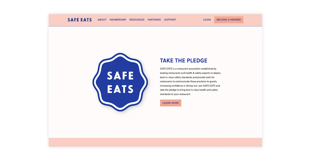 a screenshot of the website for Safe Eats