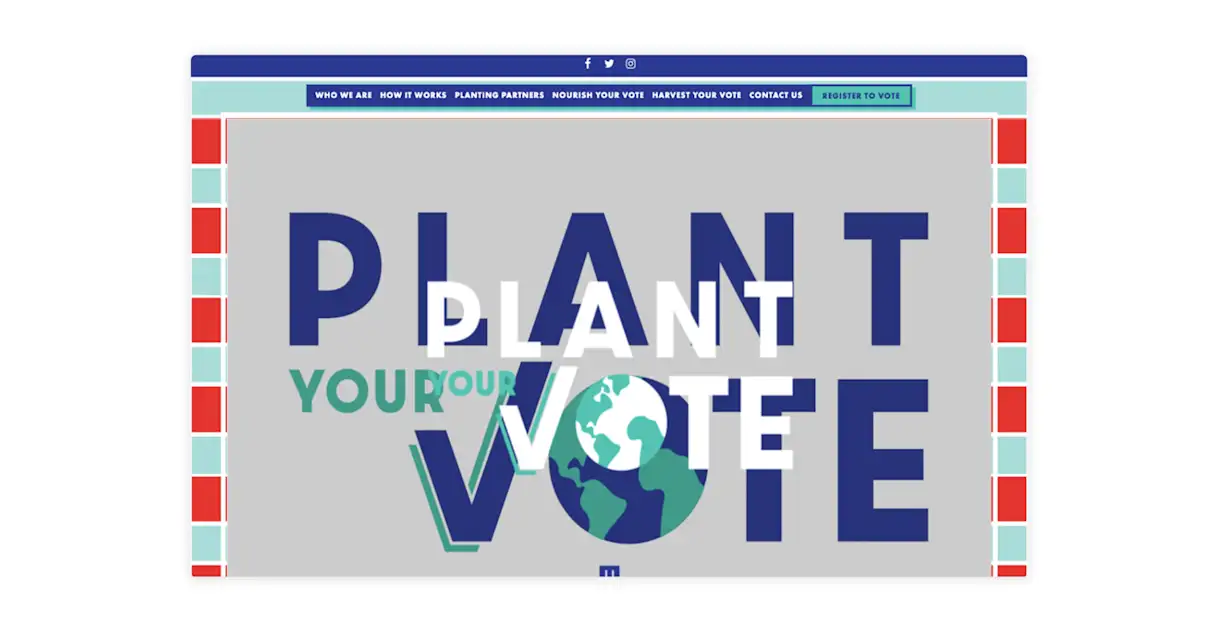 a screenshot of the website for Plant Your Vote