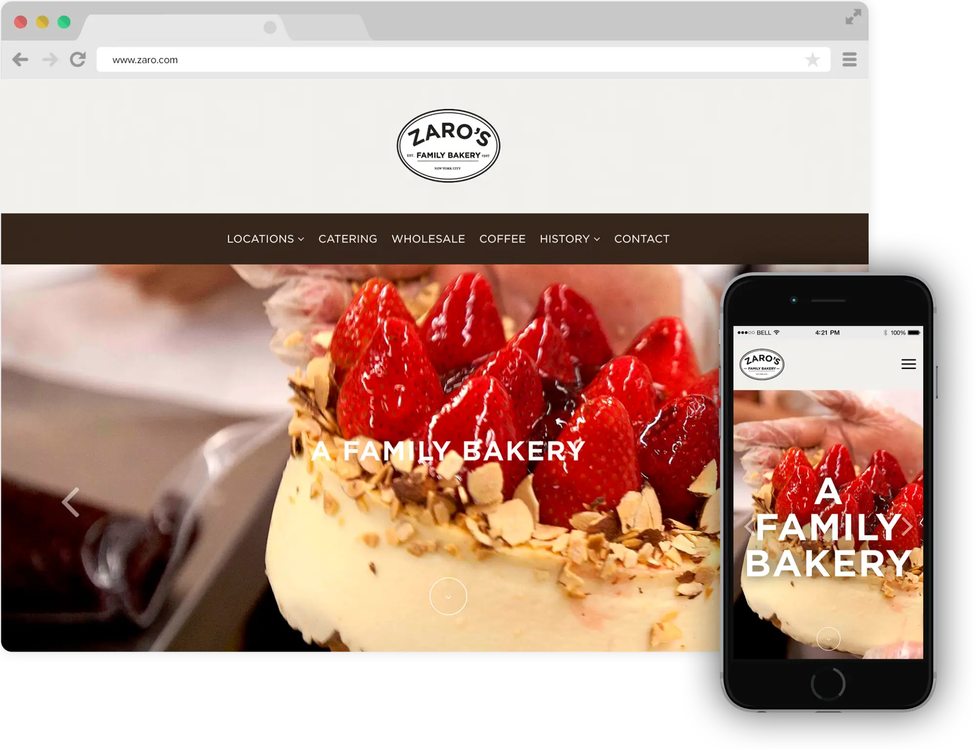 a screen shot of Zaro's website