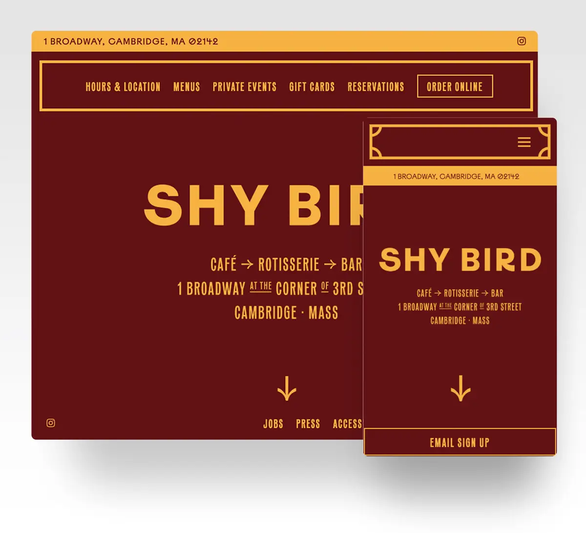 a screenshot of a restaurant website