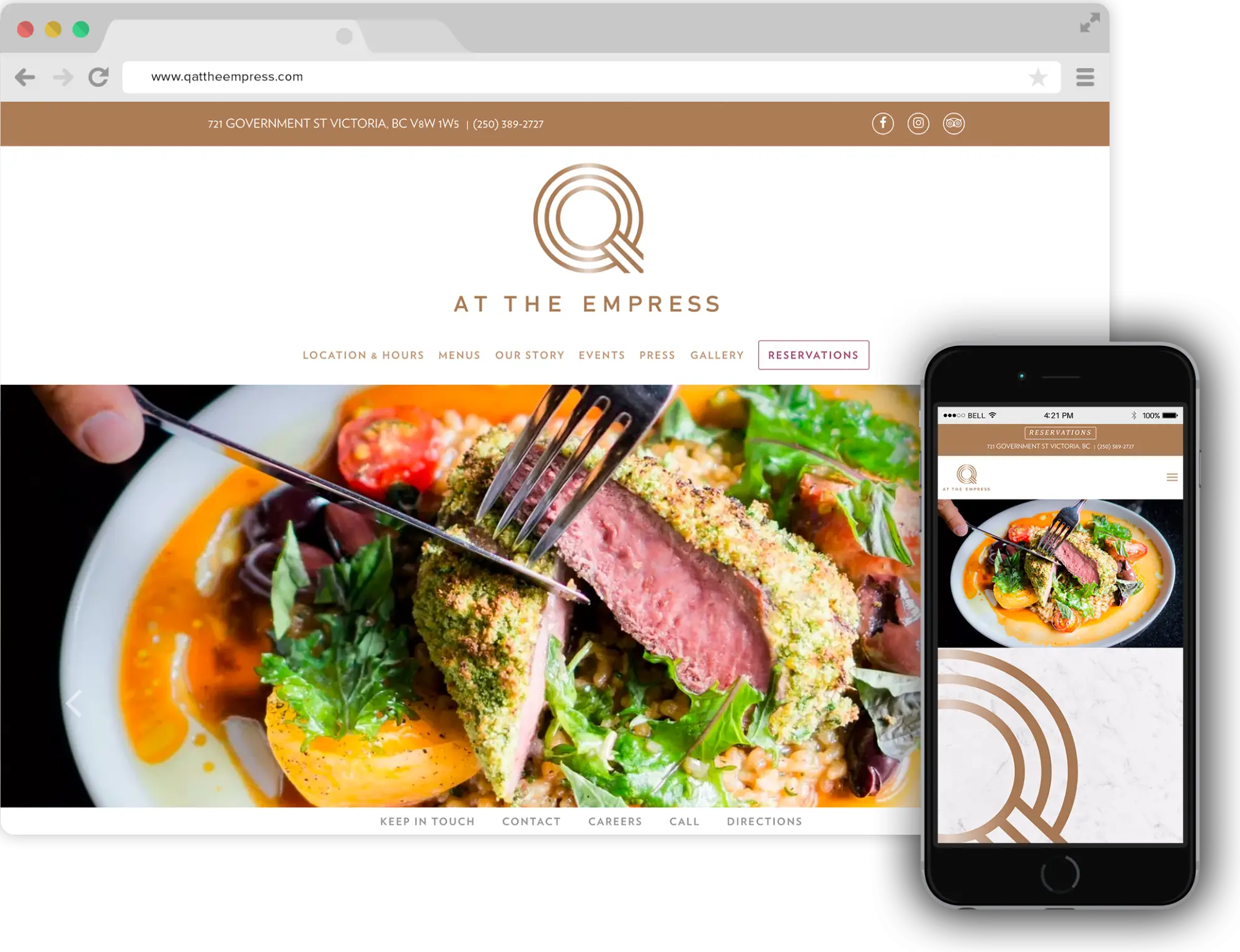 Screenshot of Q at the Empress website