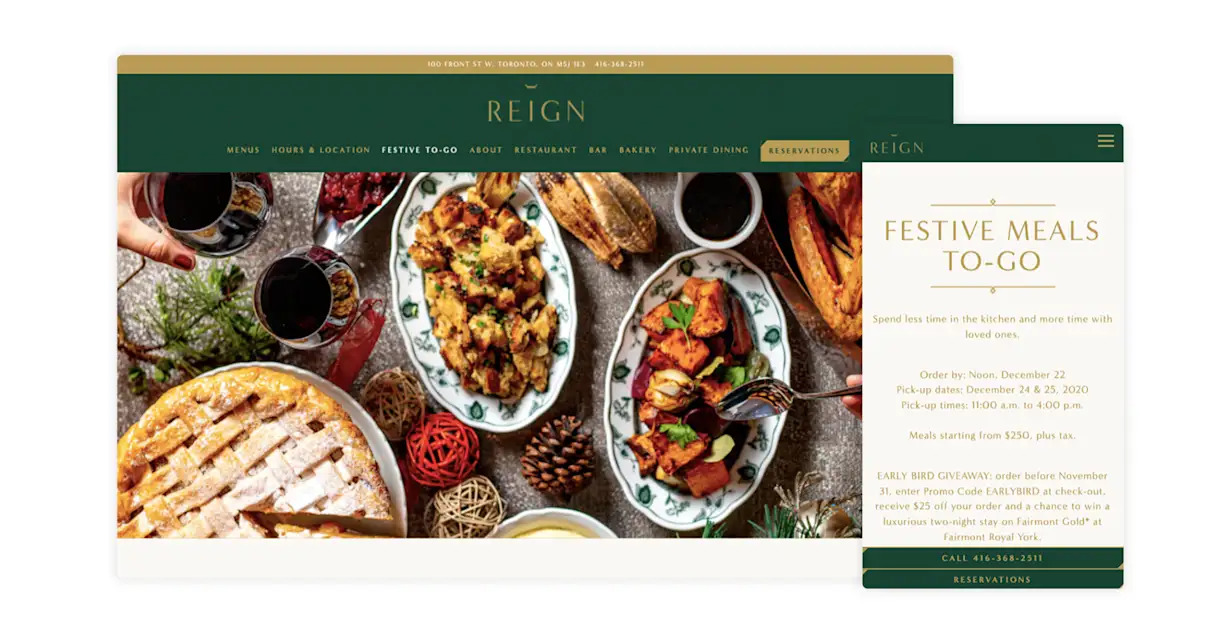The restaurant website for Reign