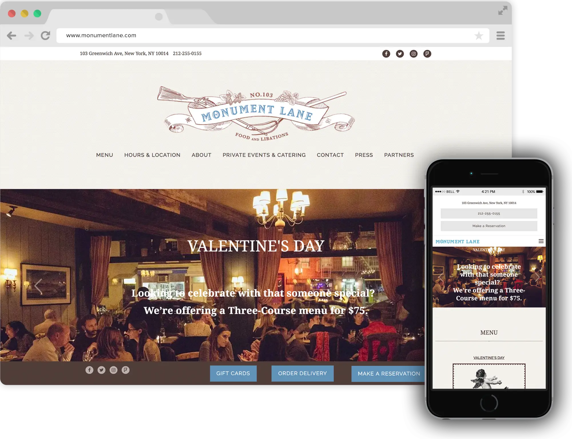 a screenshot of Monument Lane website