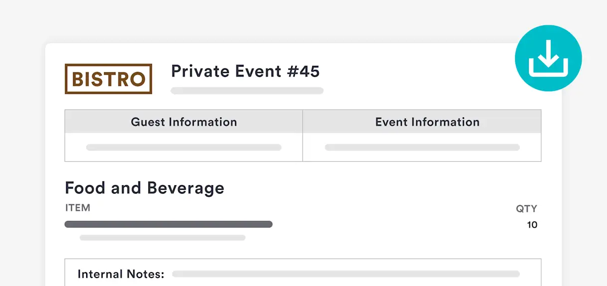 Private restaurant event form