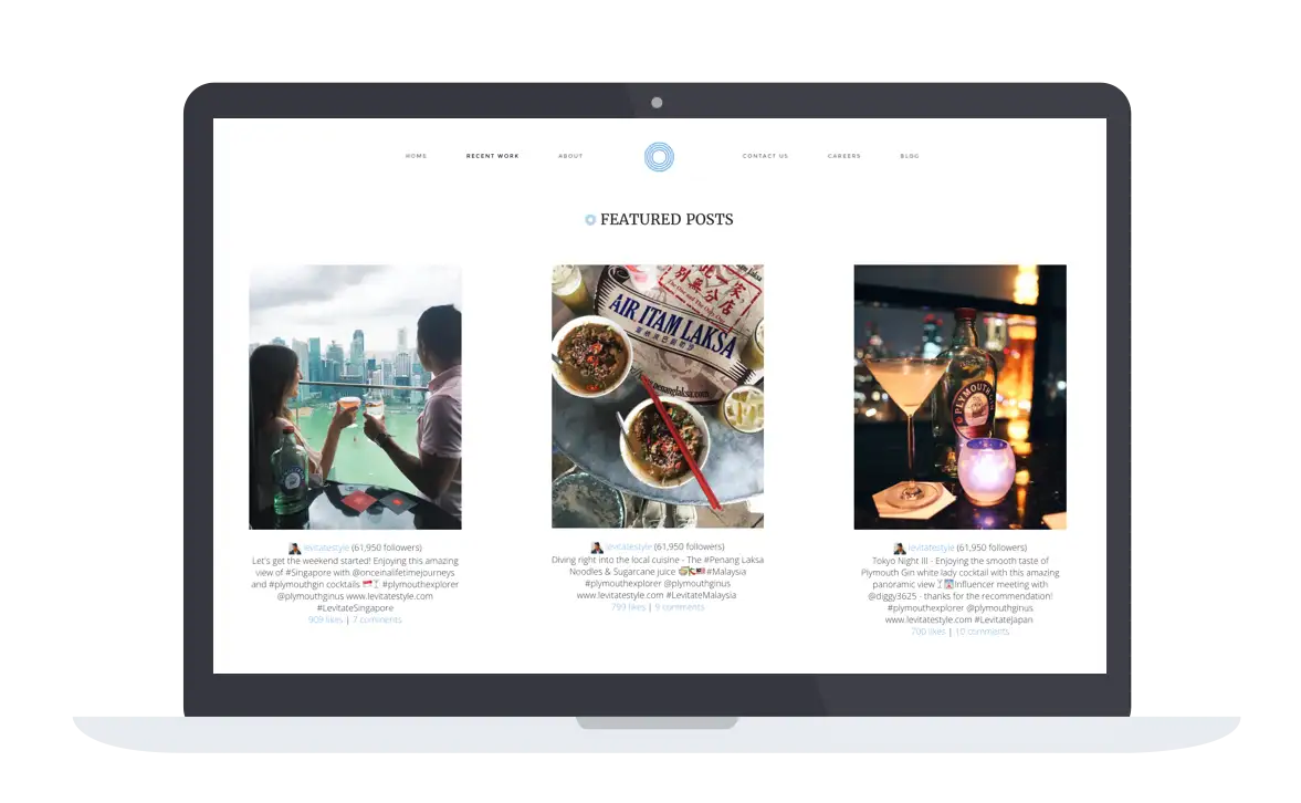 a screenshot of a restaurant website on a computer screen