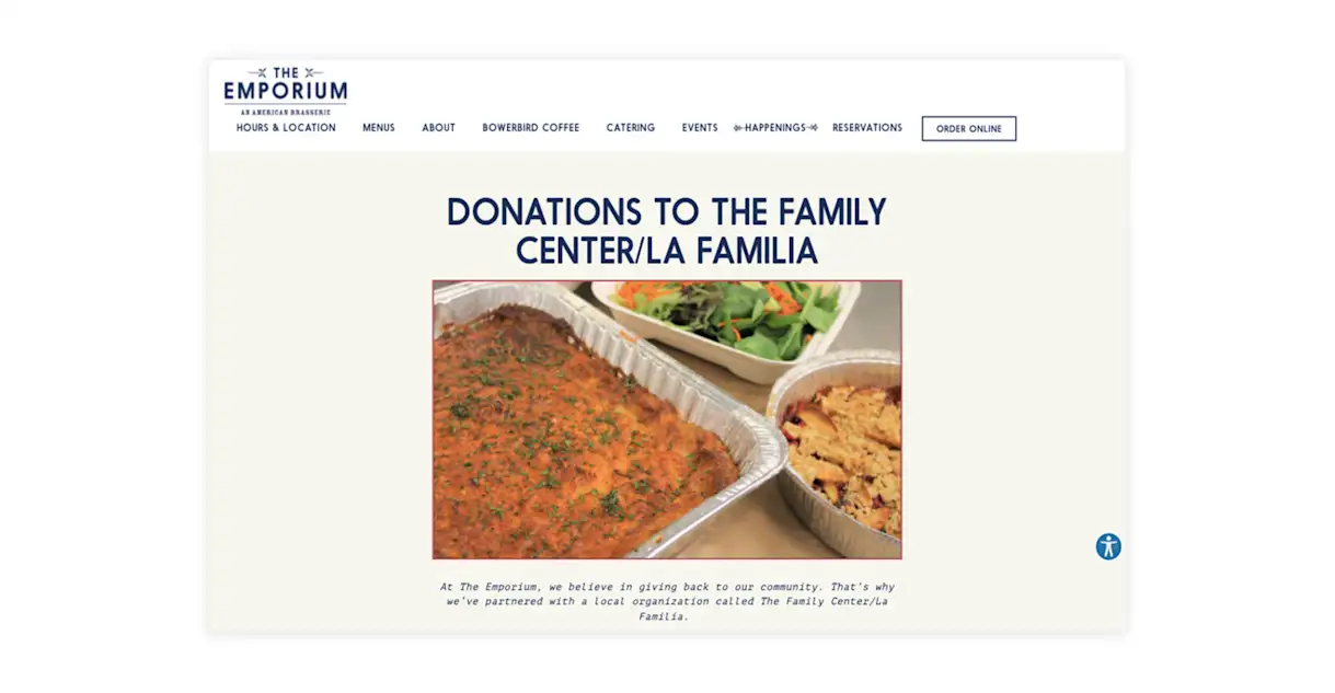 An example of a restaurant website