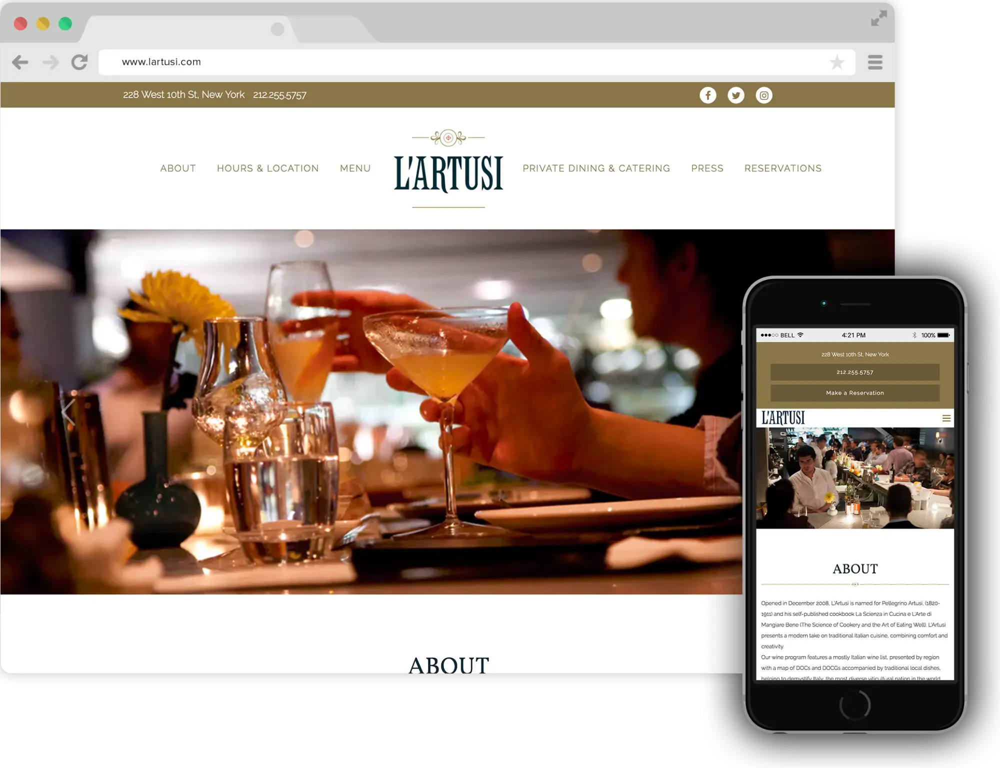 a screenshot of L’Artusi website