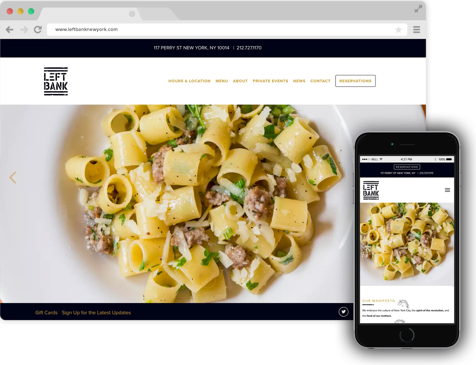 a screen shot of Left Bank website