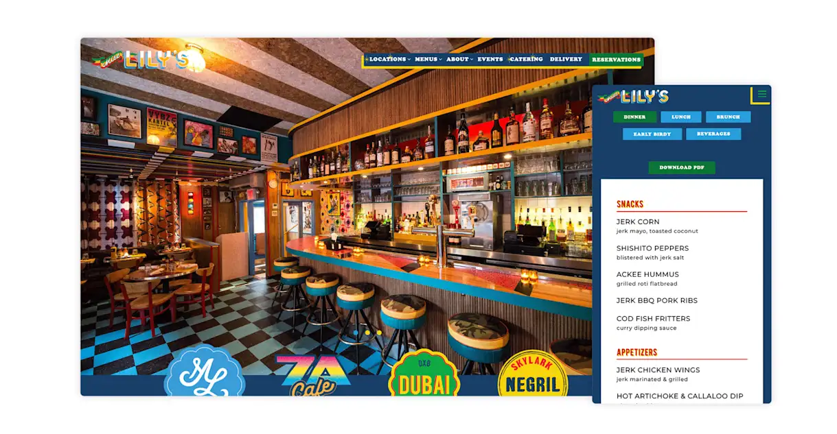 A screenshot of the website Miss Lily's