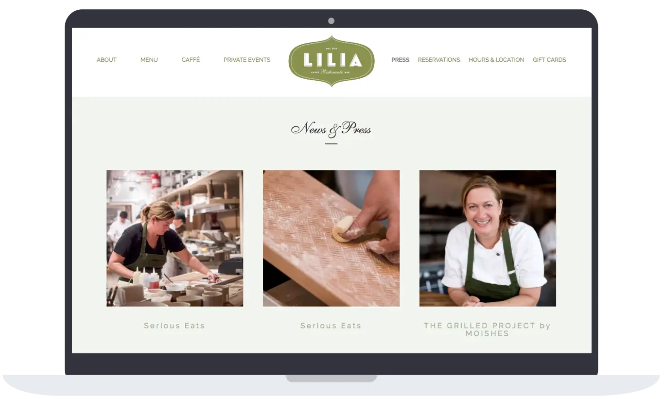 News and press page on Lilia's website