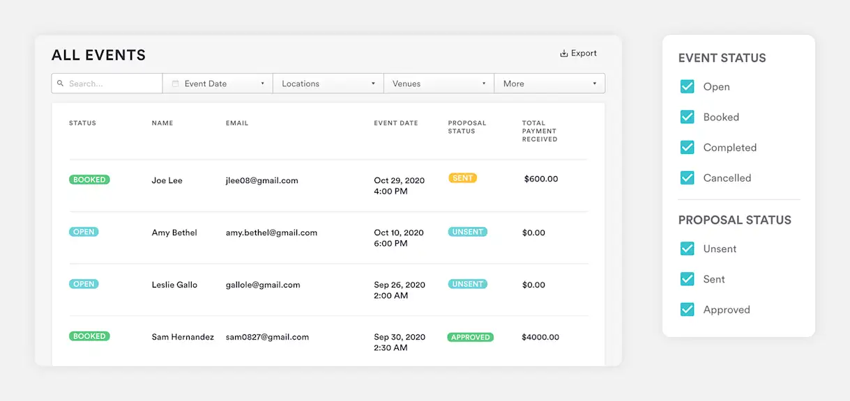 BentoBox backend interface for events management