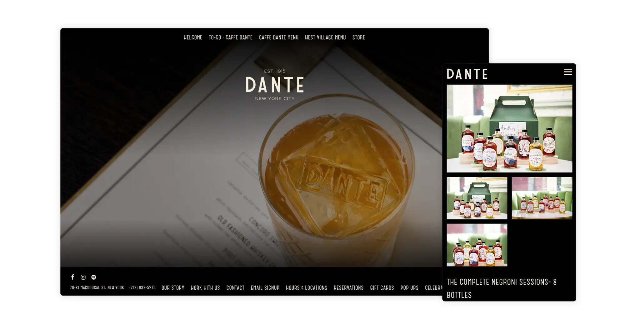 Example of a bar website