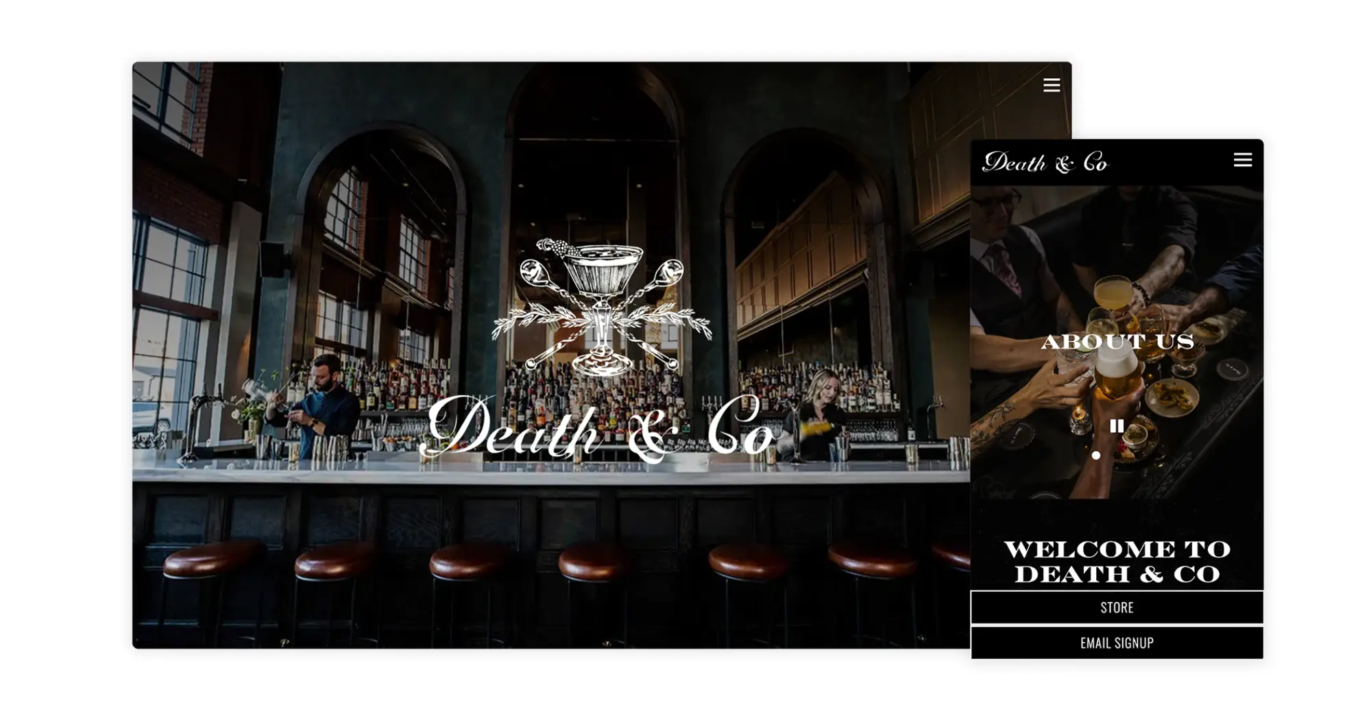 Example of a bar website