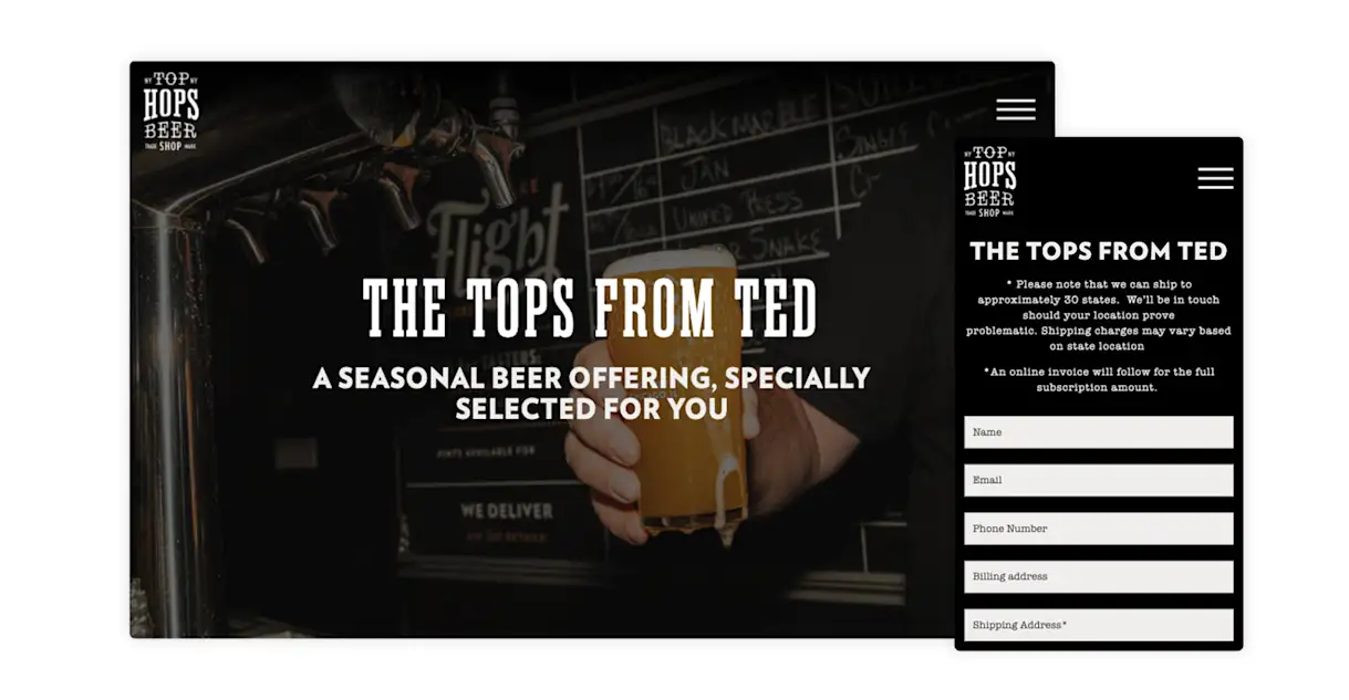 example of a restaurant website