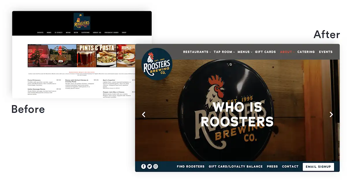 a screenshot of a restaurant website.