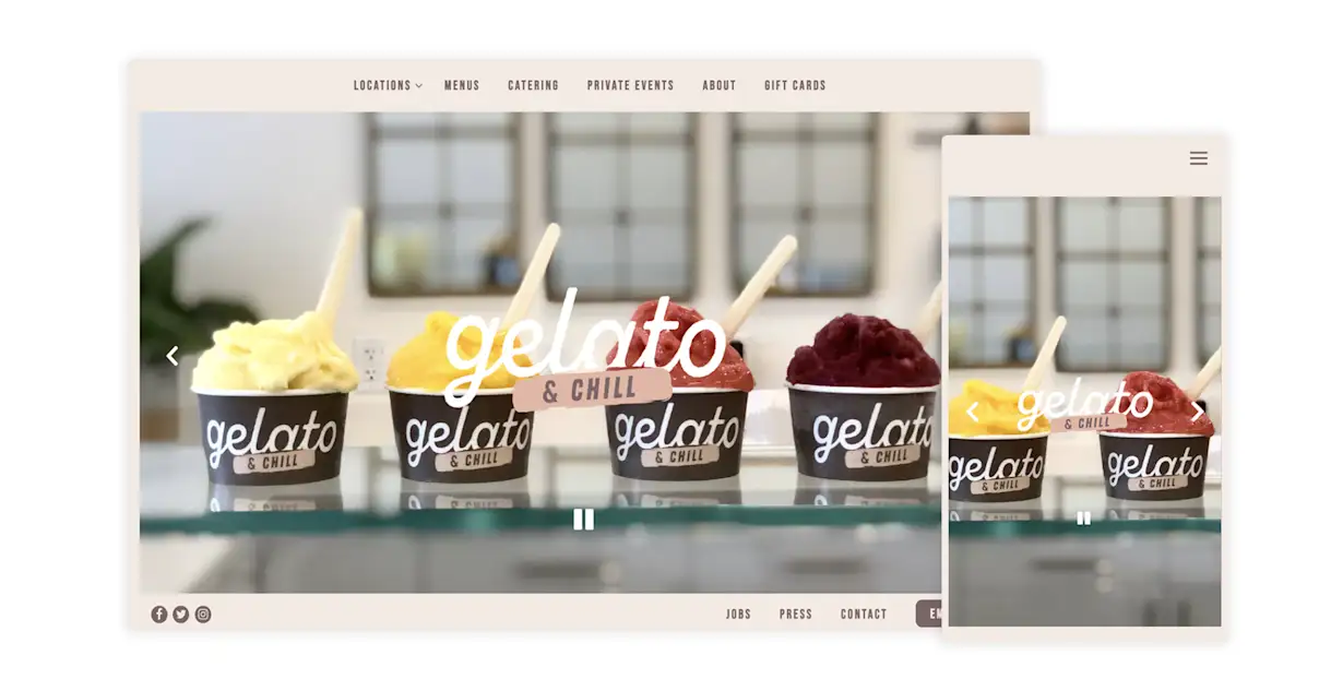 The website for Gelato & Chill