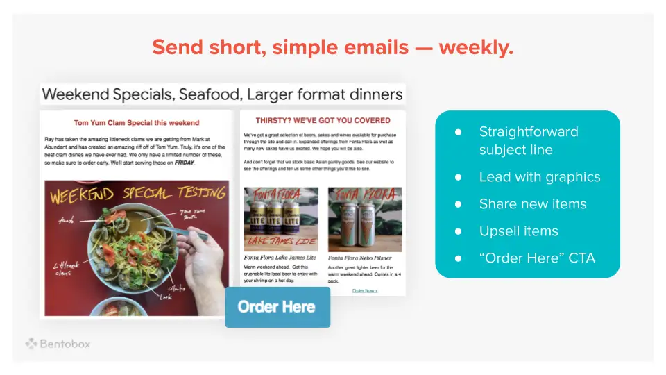 A graphic with examples and tips on sending effective emails