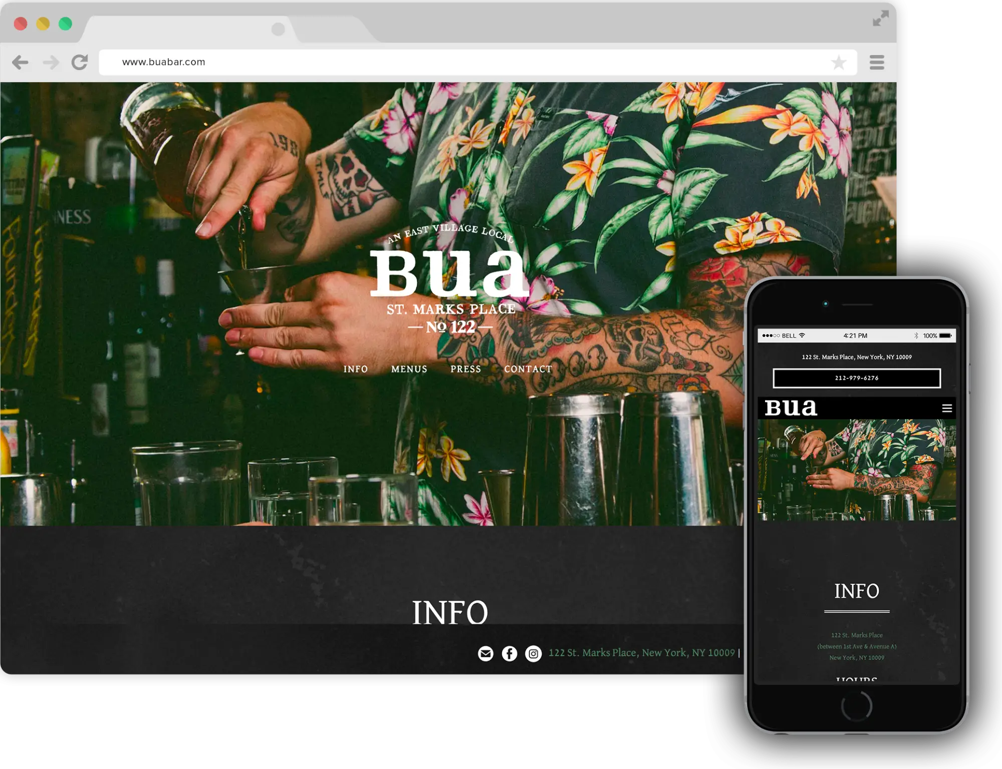 Screenshot of Bua Bar website