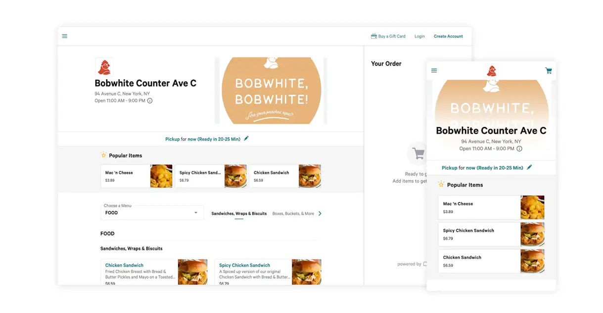 Toast online ordering example