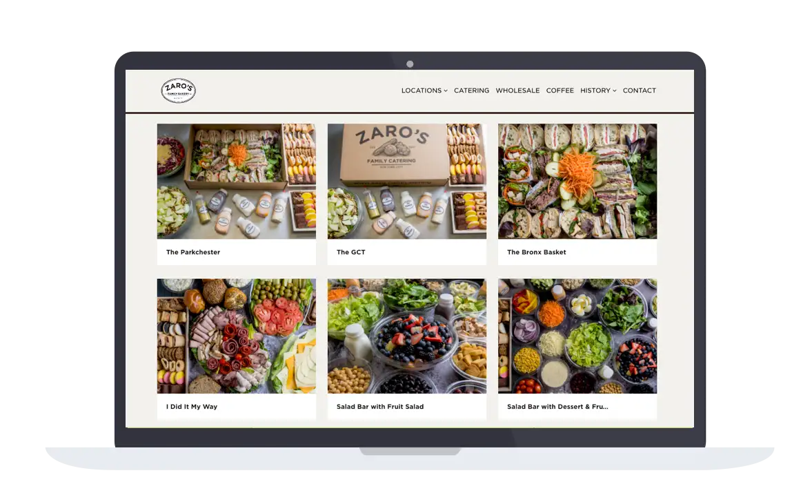 Zaro's catering store on their website