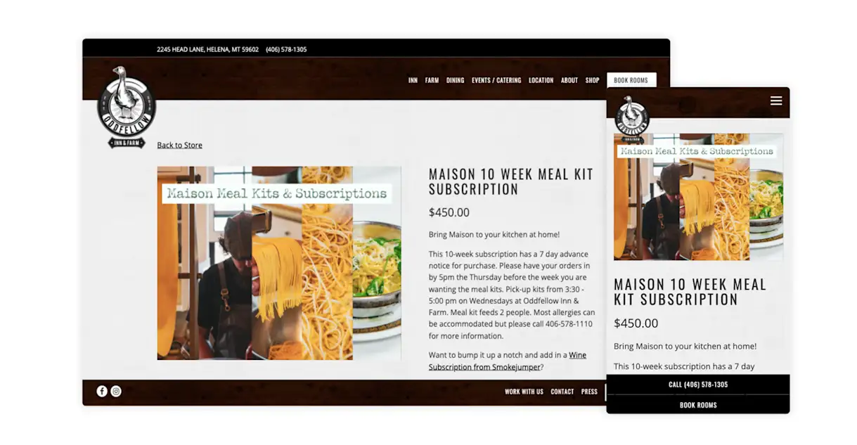example of a restaurant website