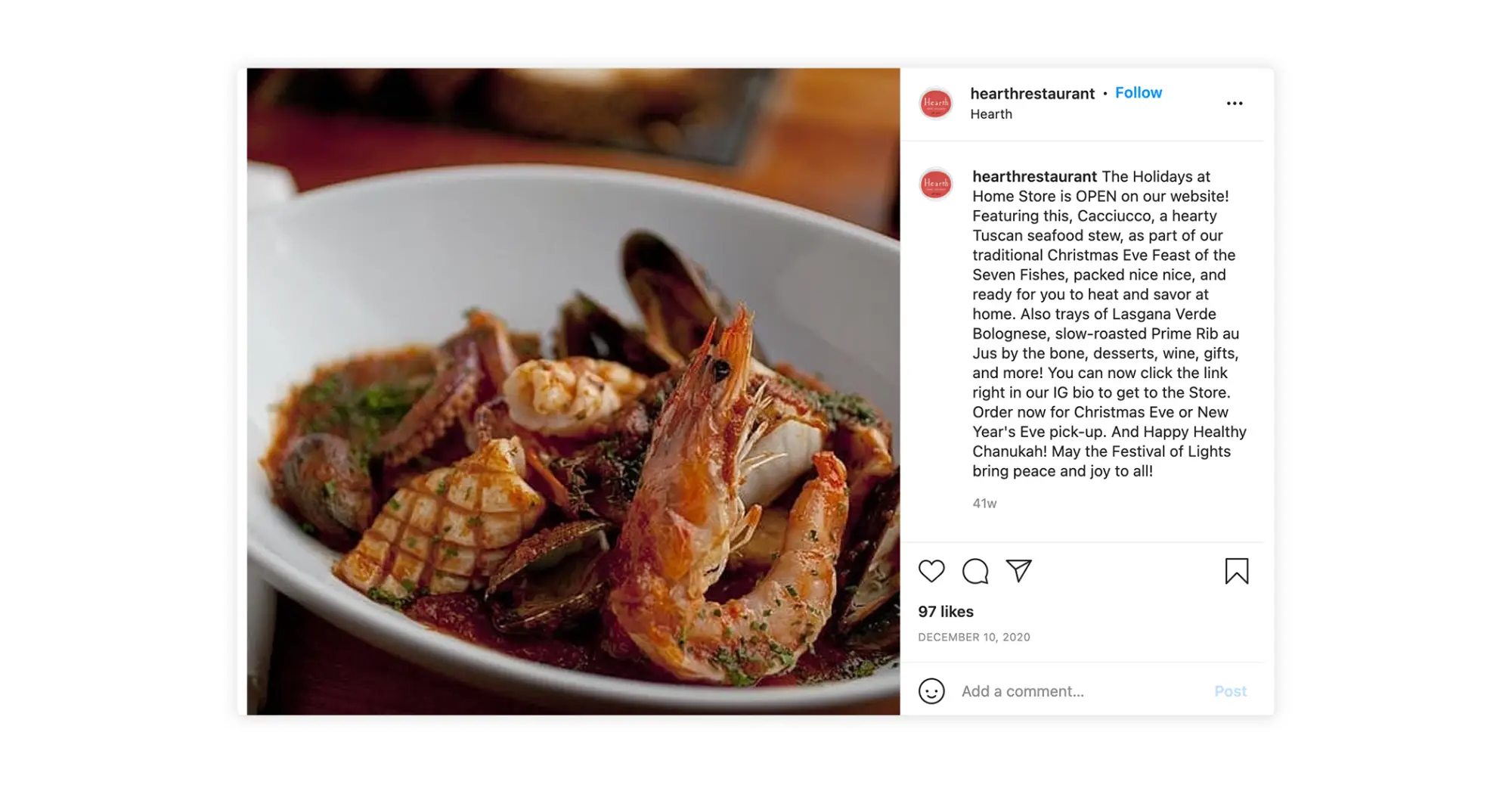 The instagram for Hearth