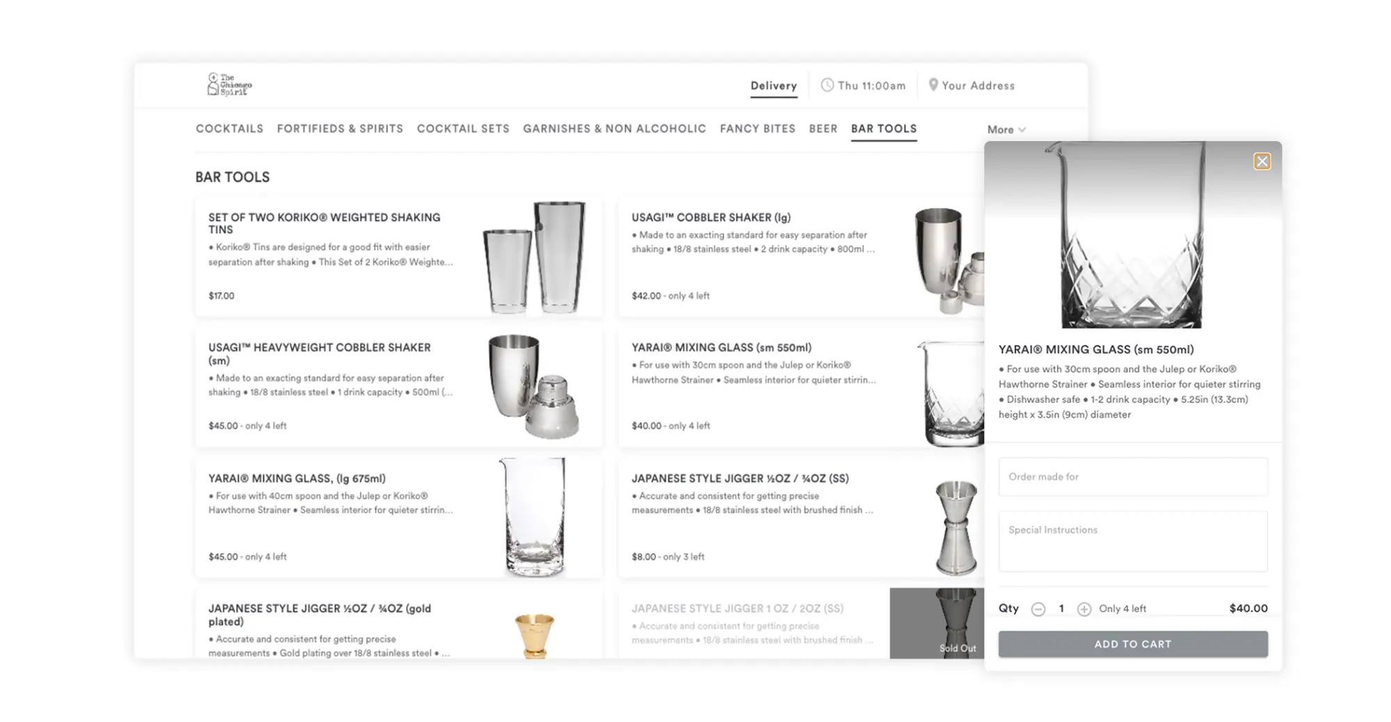 The Chicago Spirit sells bar tools alongside cocktails online