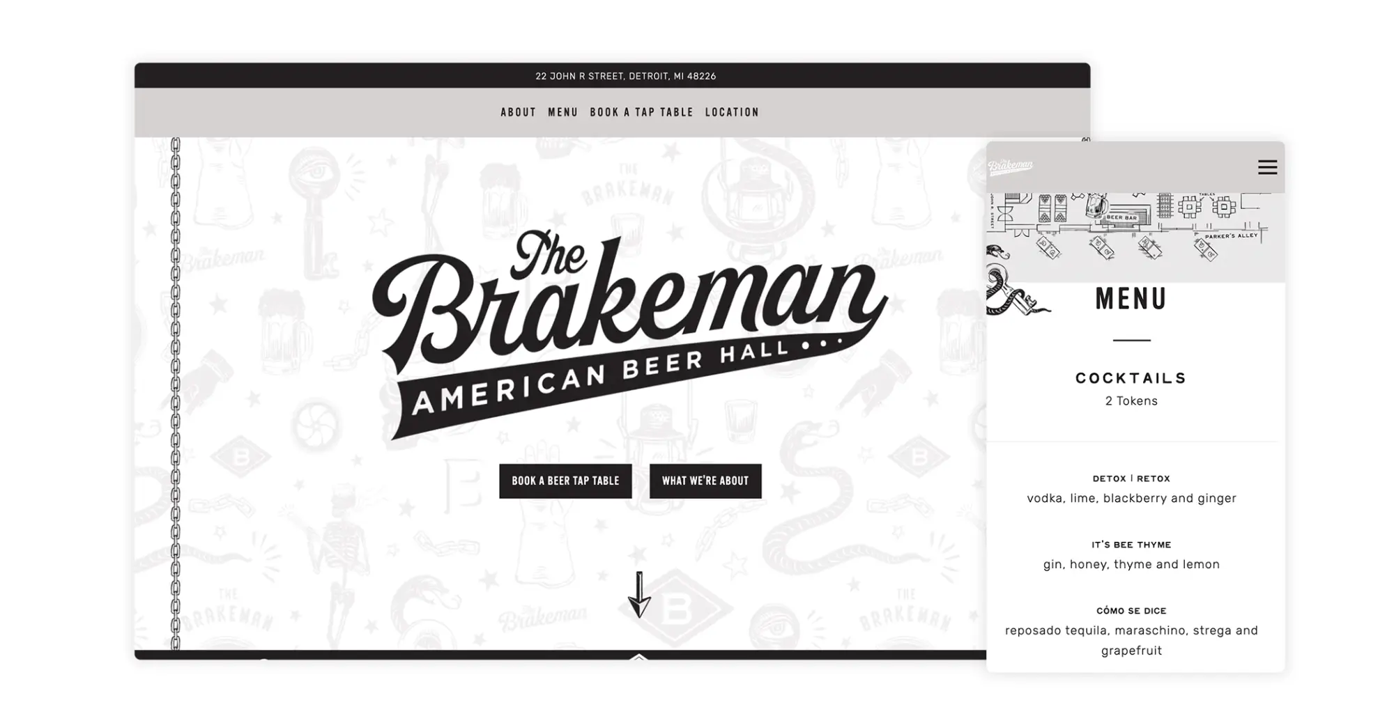 Example of a bar website