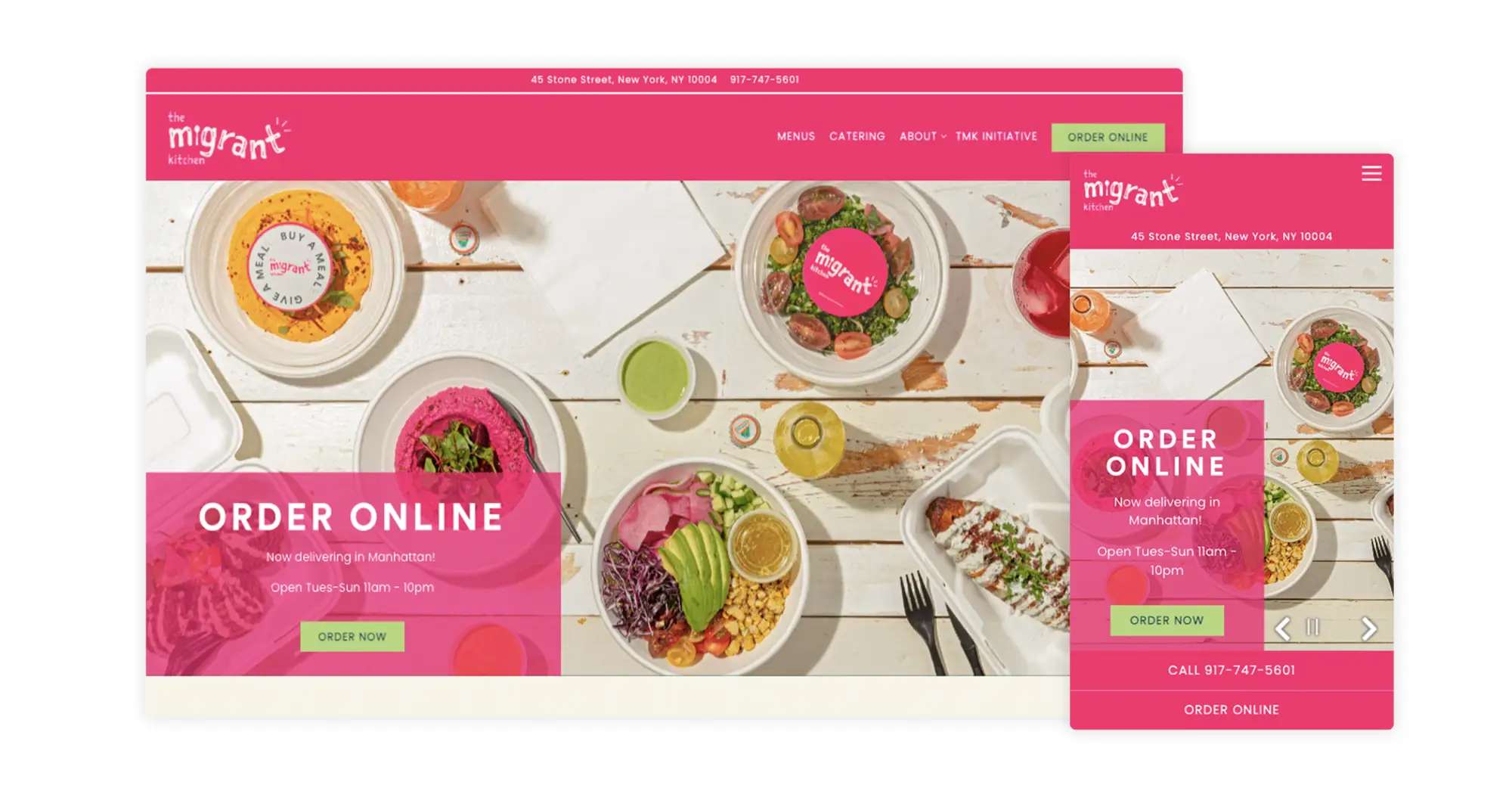 The website for The Migrant Kitchen