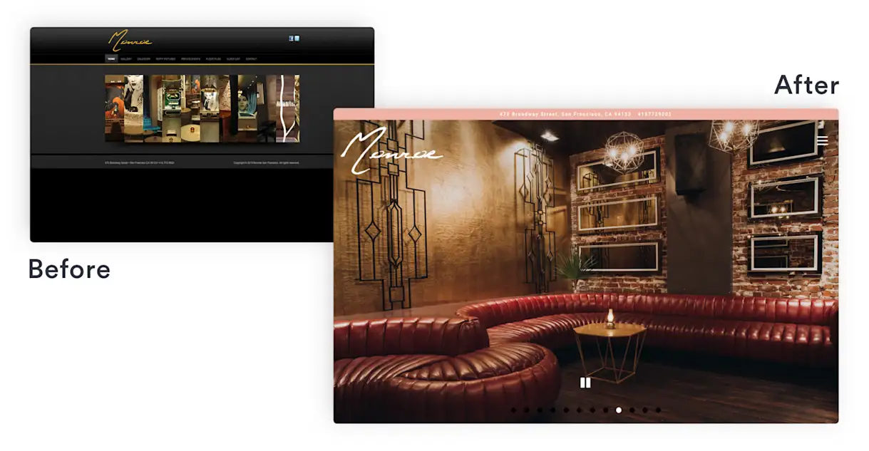 a screen shot of a restaurant website.