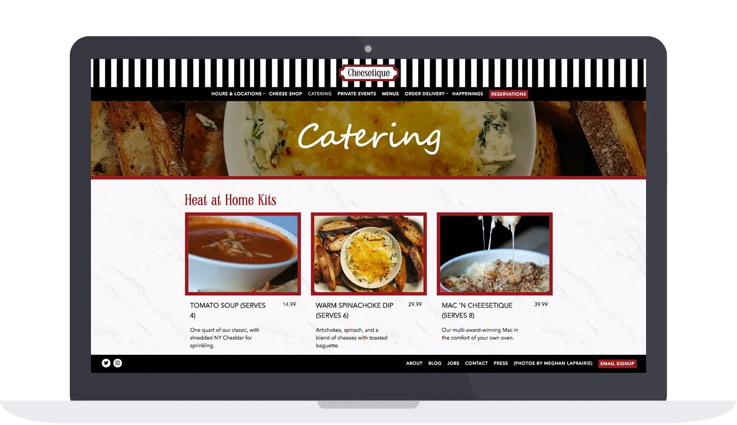 Cheesetique's catering store options