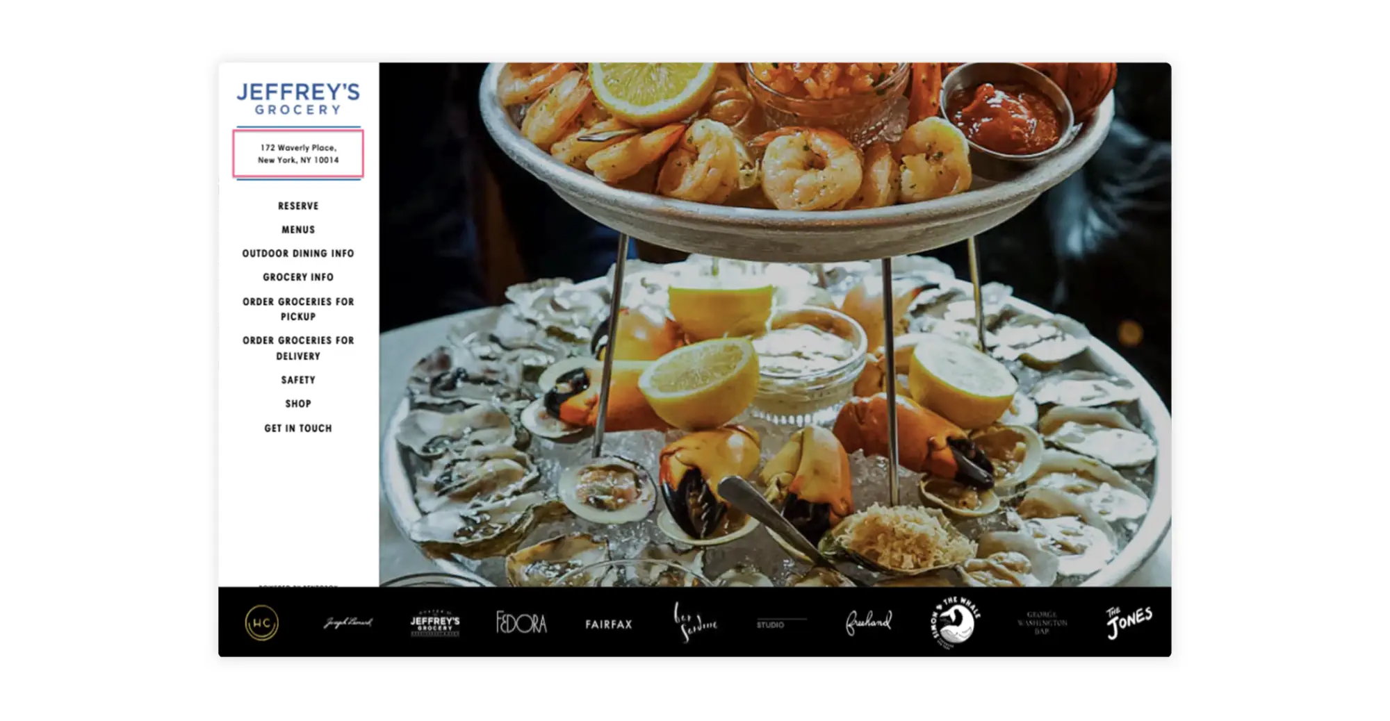 A graphic of a restaurant website