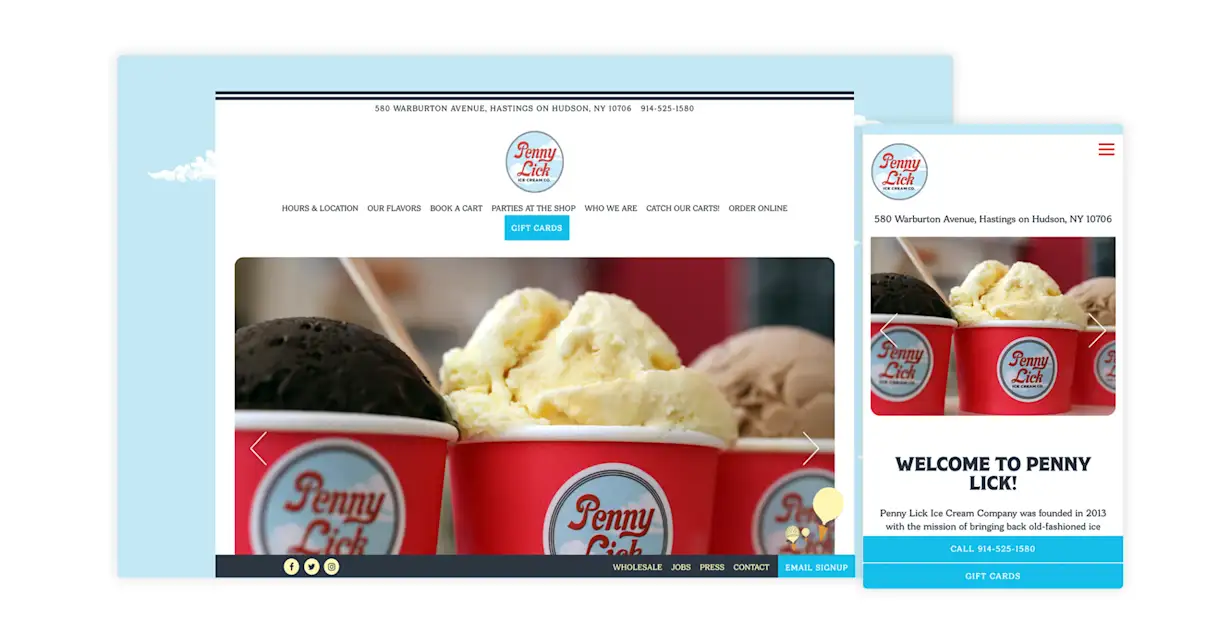 The website for penny lick ice cream