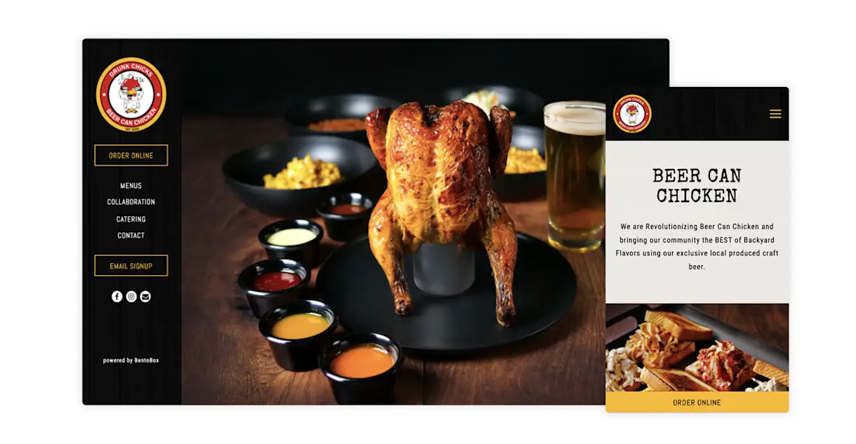 The website for Drunk Chicks Chicken, a ghost kitchen restaurant